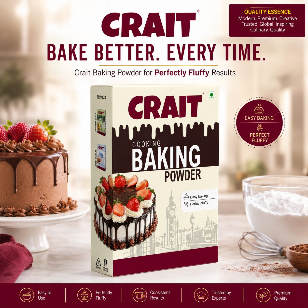 Crait Baking Powder | Premium Baking Ingredient for Soft Cakes, Muffins, Cookies & Bakery Recipes - Image 9