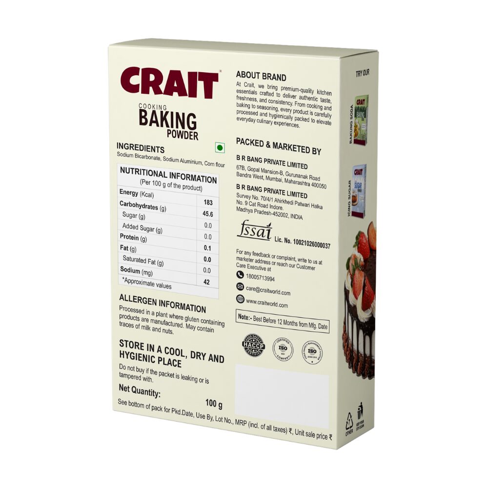 Crait Baking Powder | Premium Baking Ingredient for Soft Cakes, Muffins, Cookies & Bakery Recipes - Image 2
