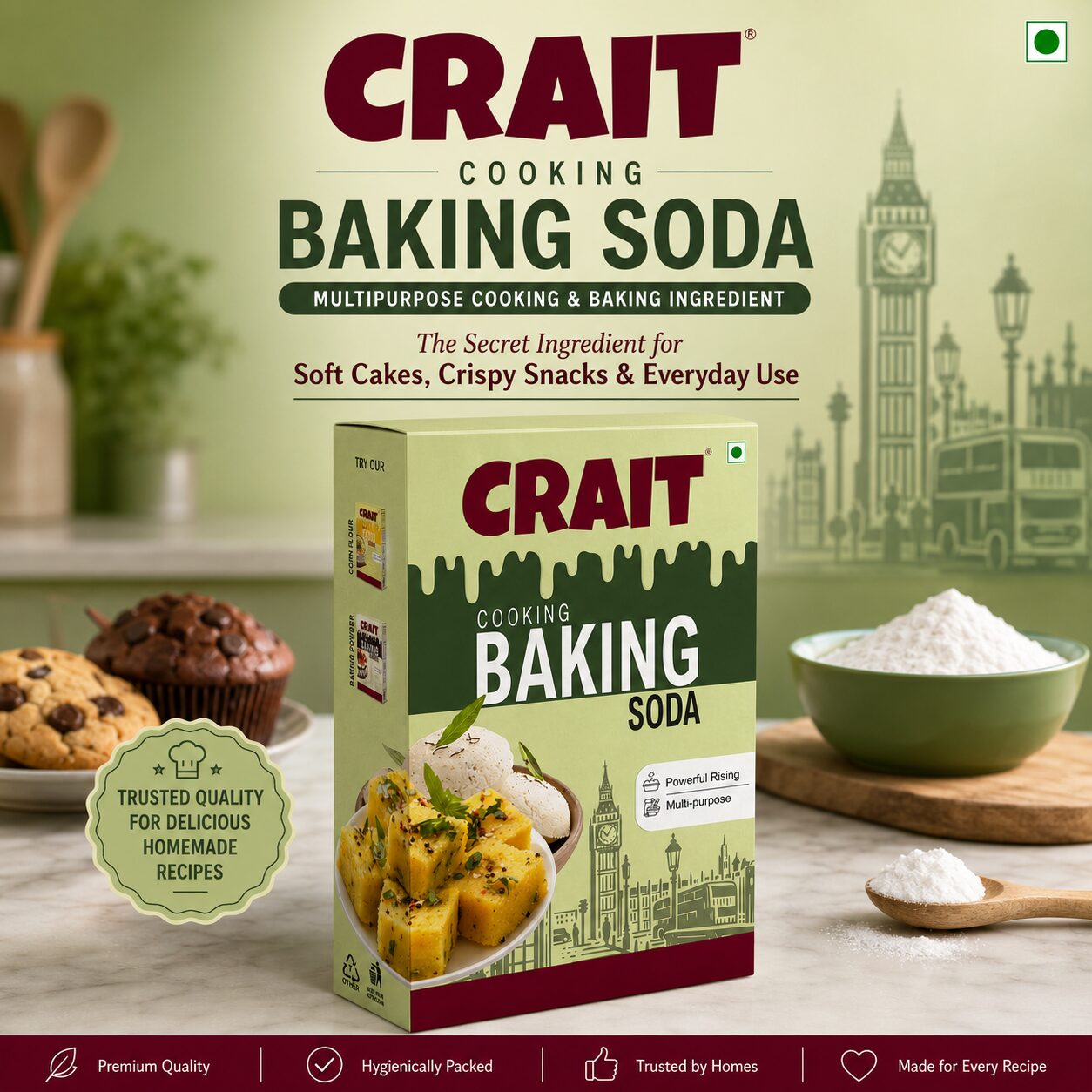 Crait Baking Soda | Multipurpose Cooking & Baking Ingredient for Soft Cakes, Cookies & Cleaning Use - Image 4