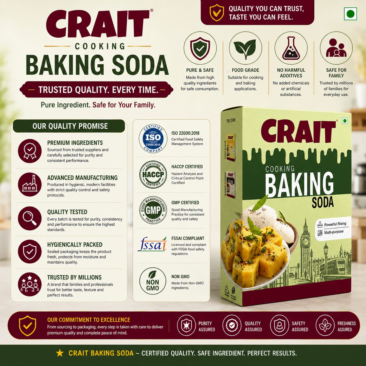Crait Baking Soda | Multipurpose Cooking & Baking Ingredient for Soft Cakes, Cookies & Cleaning Use - Image 6