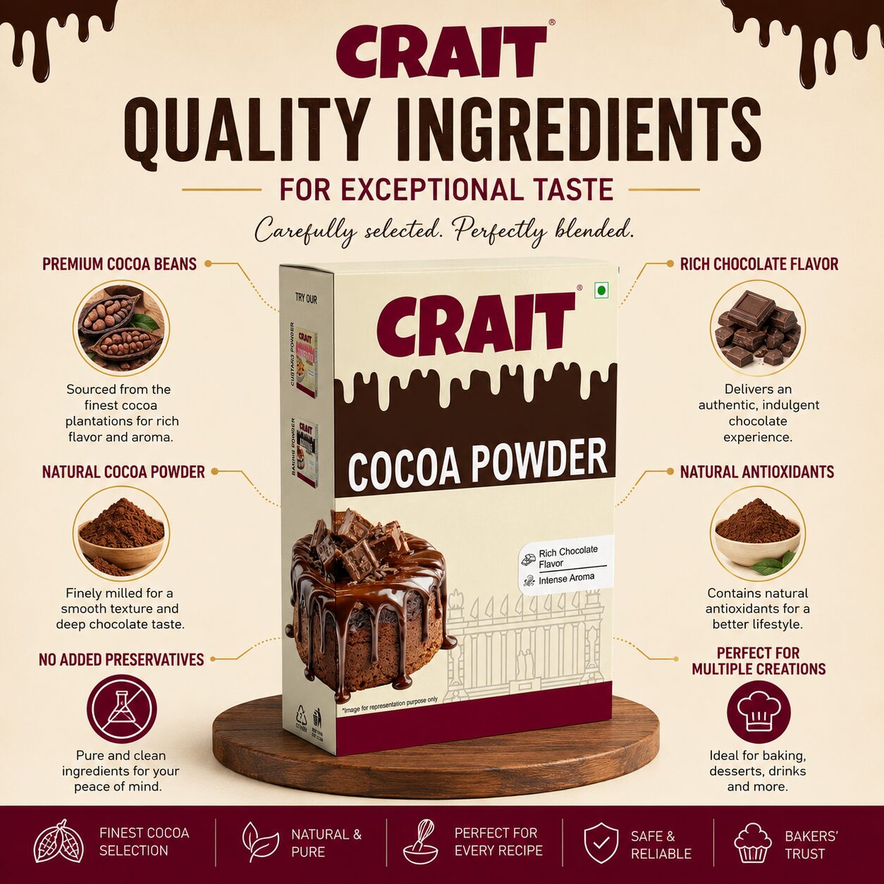Crait Cocoa Powder | Rich Chocolate Flavor for Baking, Desserts, Shakes & Hot Chocolate Recipes - Image 9