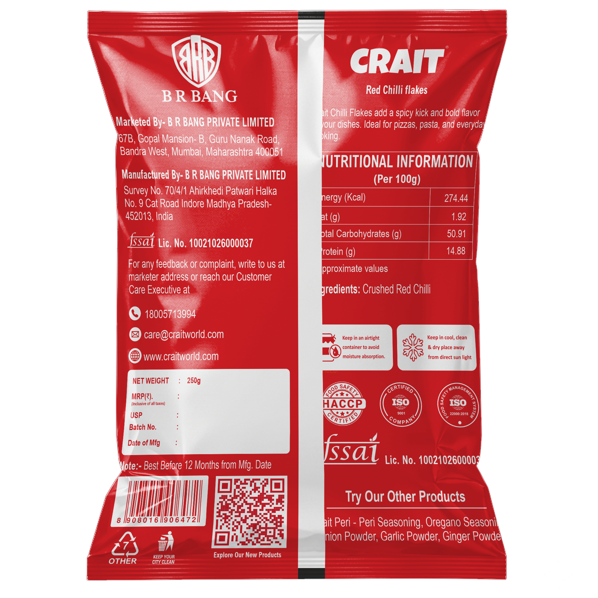 Crait Chilli Flakes | Hot & Spicy Pizza Seasoning for Pasta, Garlic Bread, Snacks & Fast Food - Image 2