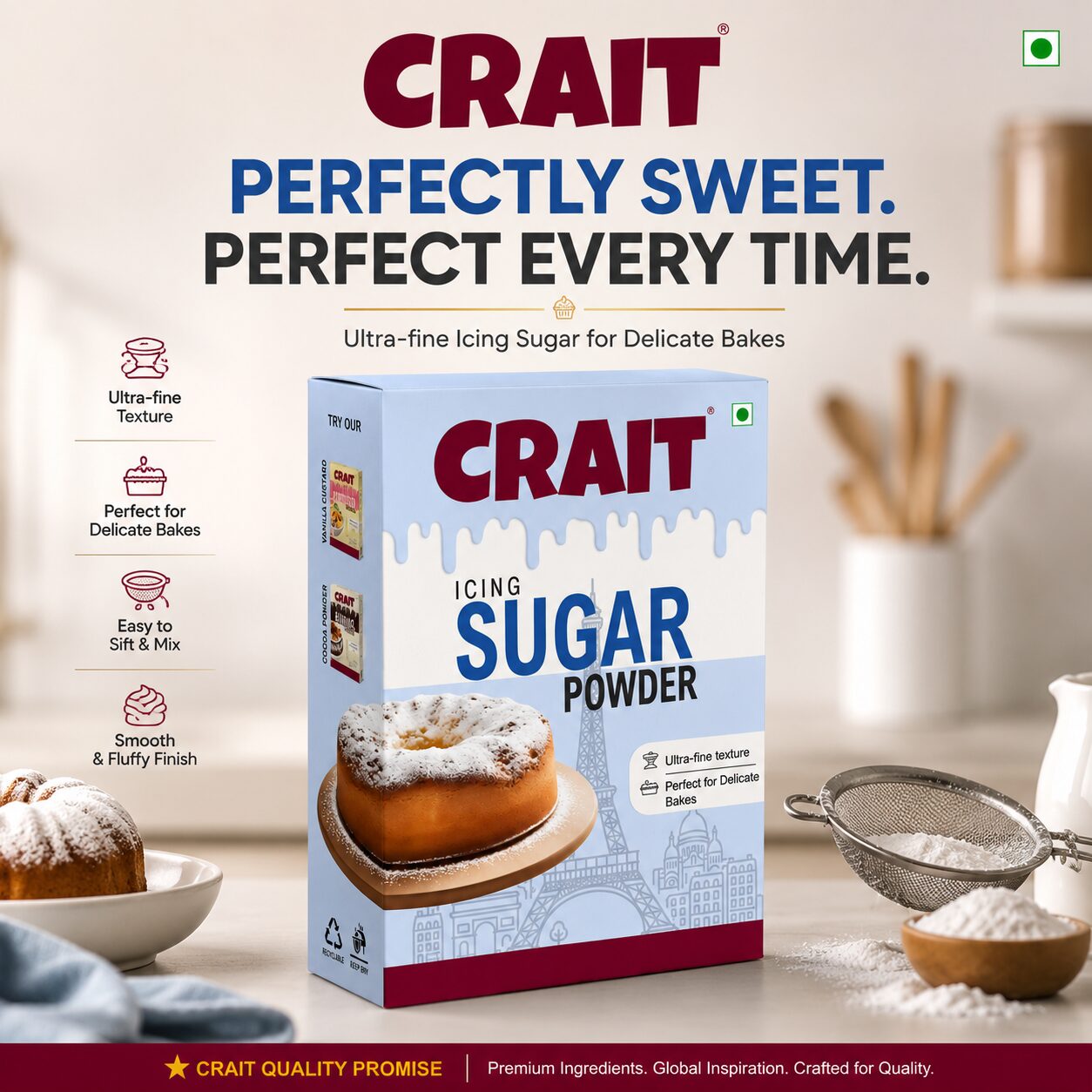 Crait Icing Sugar | Fine Powdered Sugar for Frosting, Baking, Cake Decoration & Desserts - Image 5