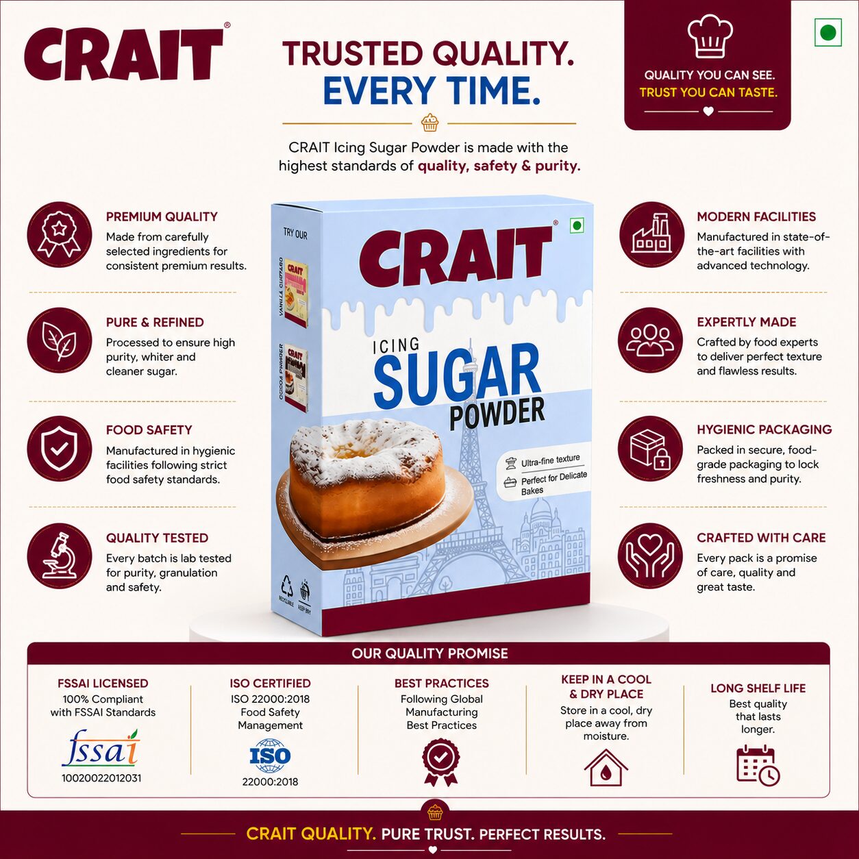 Crait Icing Sugar | Fine Powdered Sugar for Frosting, Baking, Cake Decoration & Desserts - Image 8