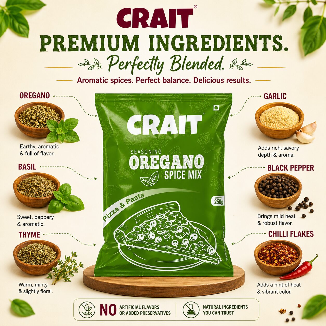 Crait Oregano Seasoning | Aromatic Pizza & Pasta Herb for Italian Dishes, Garlic Bread & Snacks - Image 4