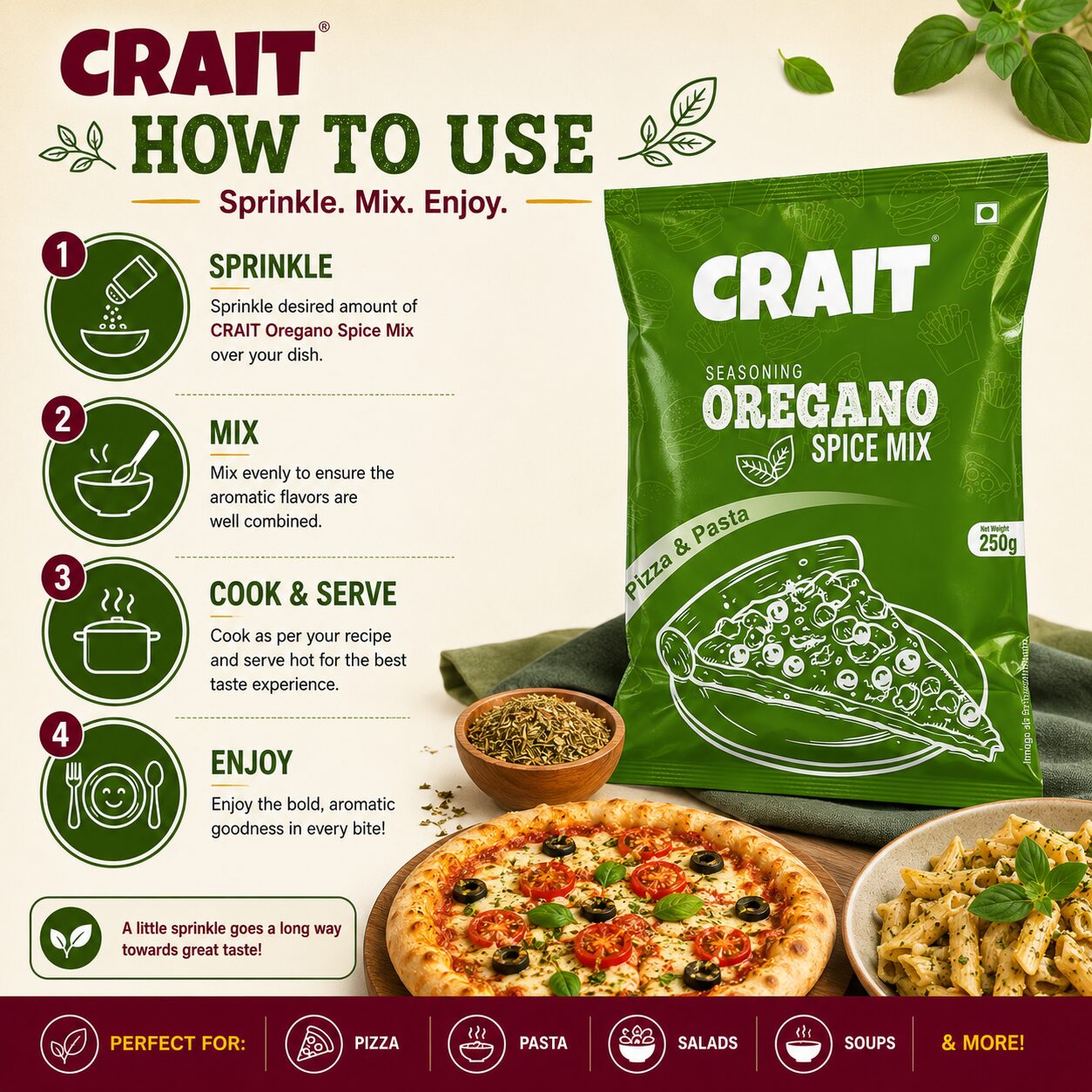 Crait Oregano Seasoning | Aromatic Pizza & Pasta Herb for Italian Dishes, Garlic Bread & Snacks - Image 5