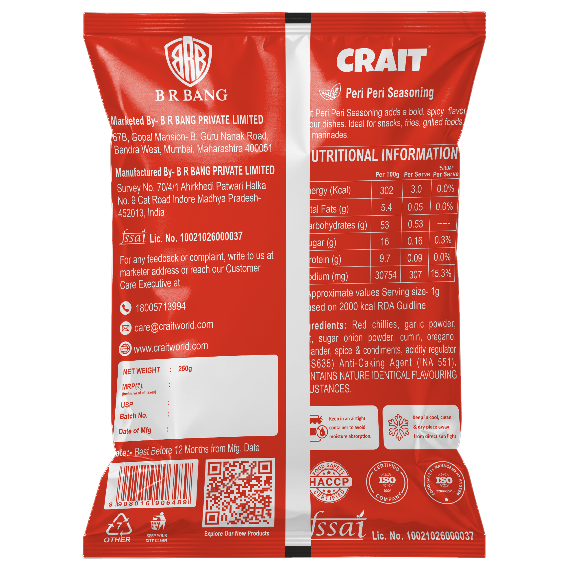 Crait Peri Peri Seasoning | Spicy & Tangy Masala for Fries, Pizza, Pasta & Snacks - Image 2
