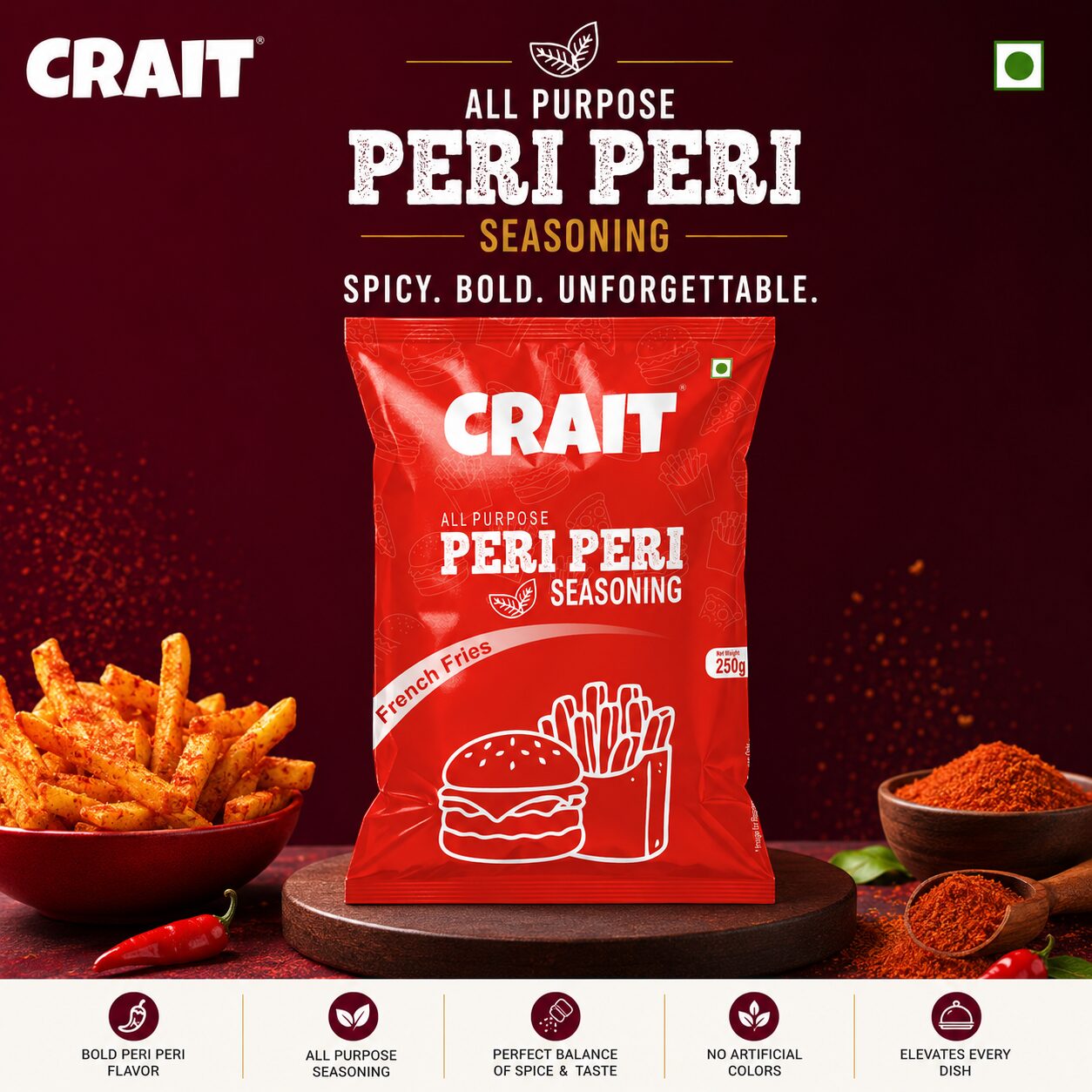 Crait Peri Peri Seasoning | Spicy & Tangy Masala for Fries, Pizza, Pasta & Snacks - Image 8