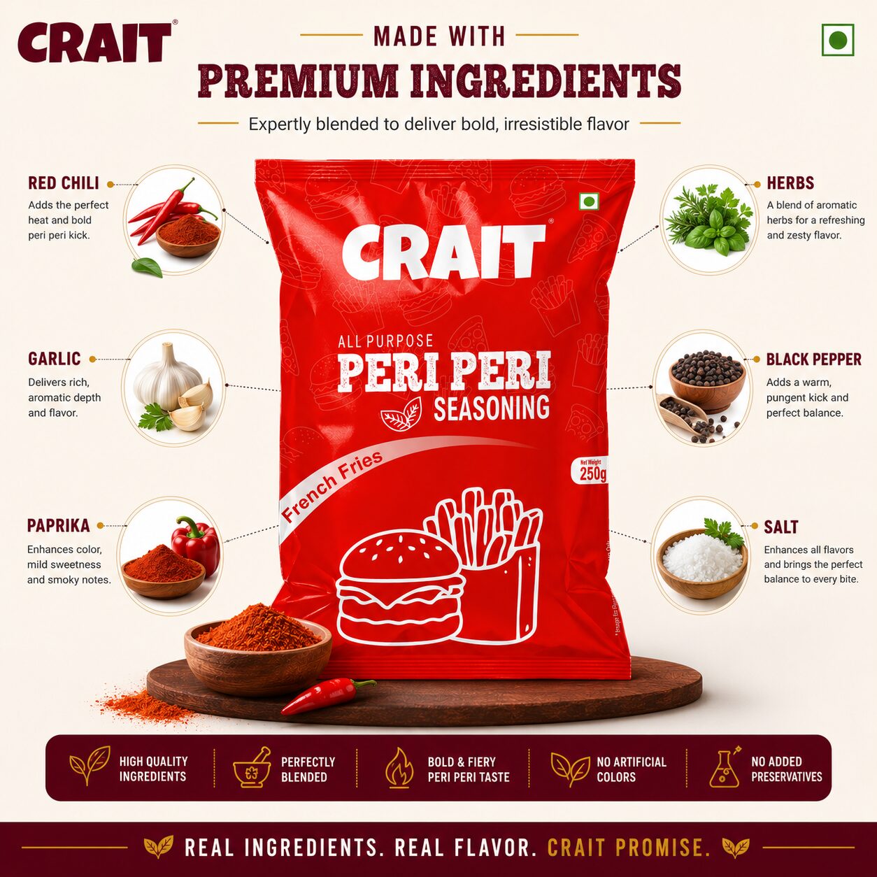 Crait Peri Peri Seasoning | Spicy & Tangy Masala for Fries, Pizza, Pasta & Snacks - Image 9