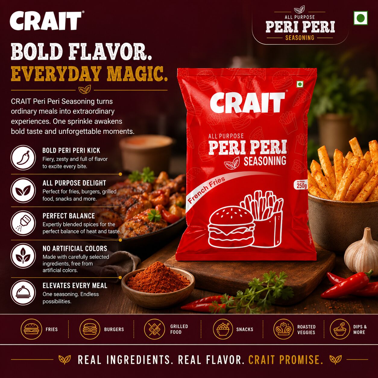 Crait Peri Peri Seasoning | Spicy & Tangy Masala for Fries, Pizza, Pasta & Snacks - Image 7