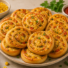 Eggless Cheese & Corn Pinwheel Rolls
