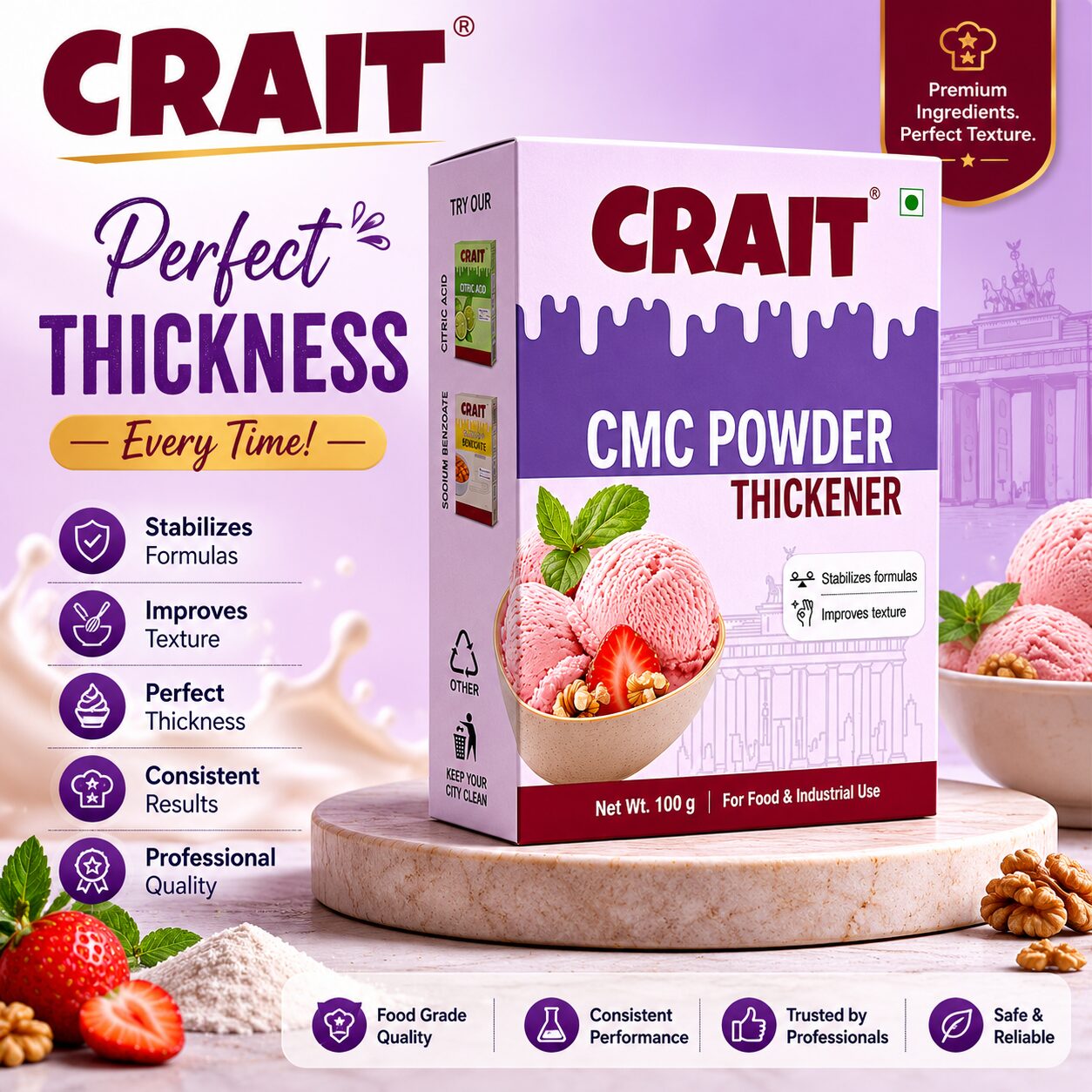 Crait CMC Powder | Food Stabilizer & Thickening Agent for Ice Cream, Bakery & Food Applications - Image 6