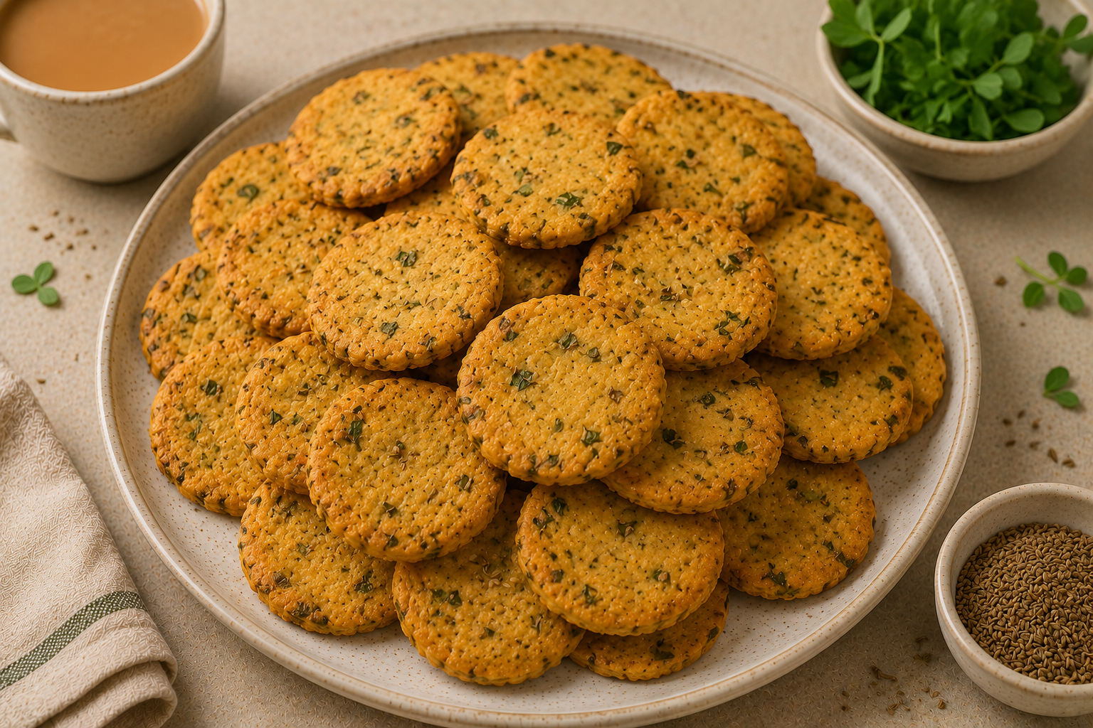 Crispy Baked Methi Mathri