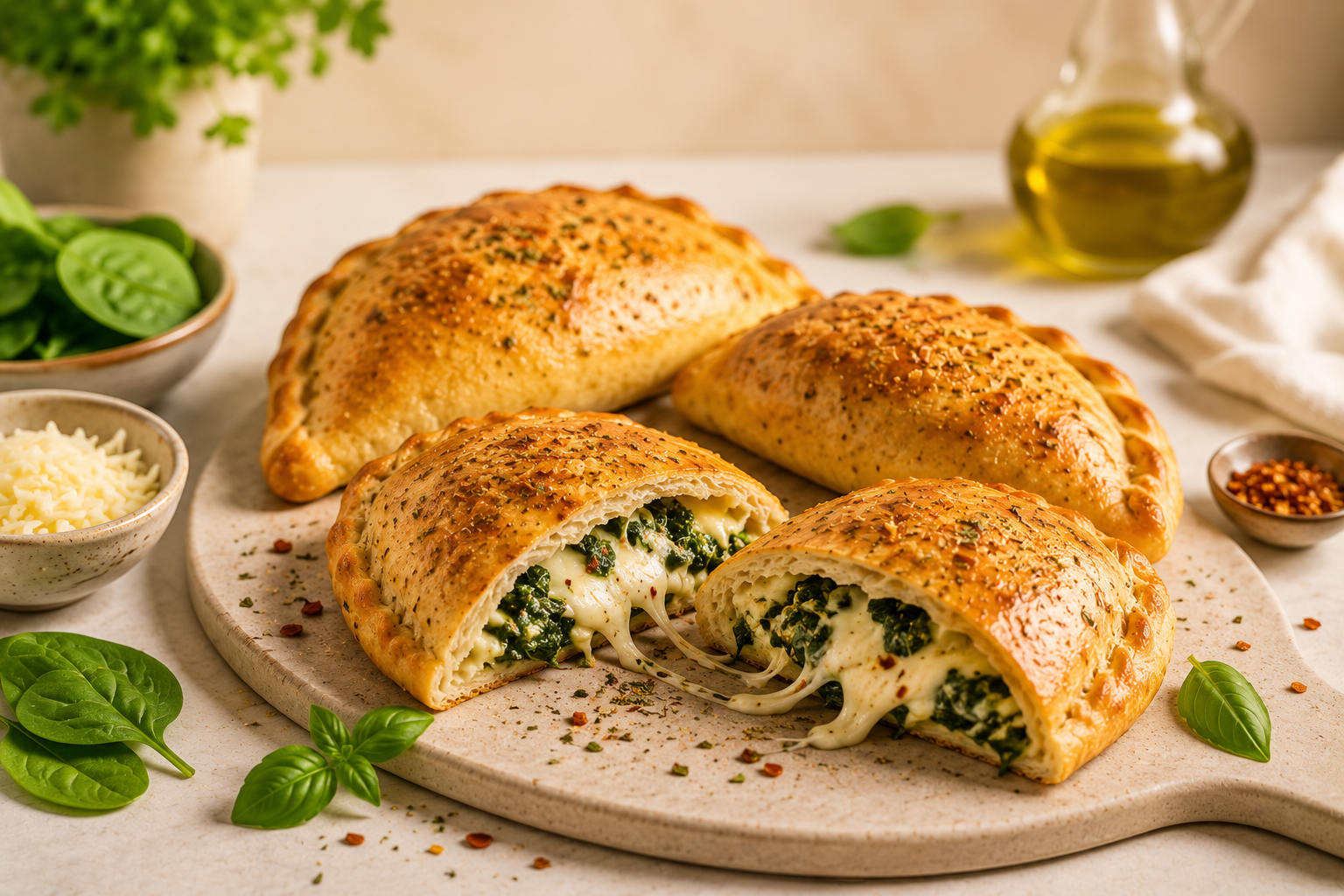 Spinach & Cheese Calzone Pockets Recipe