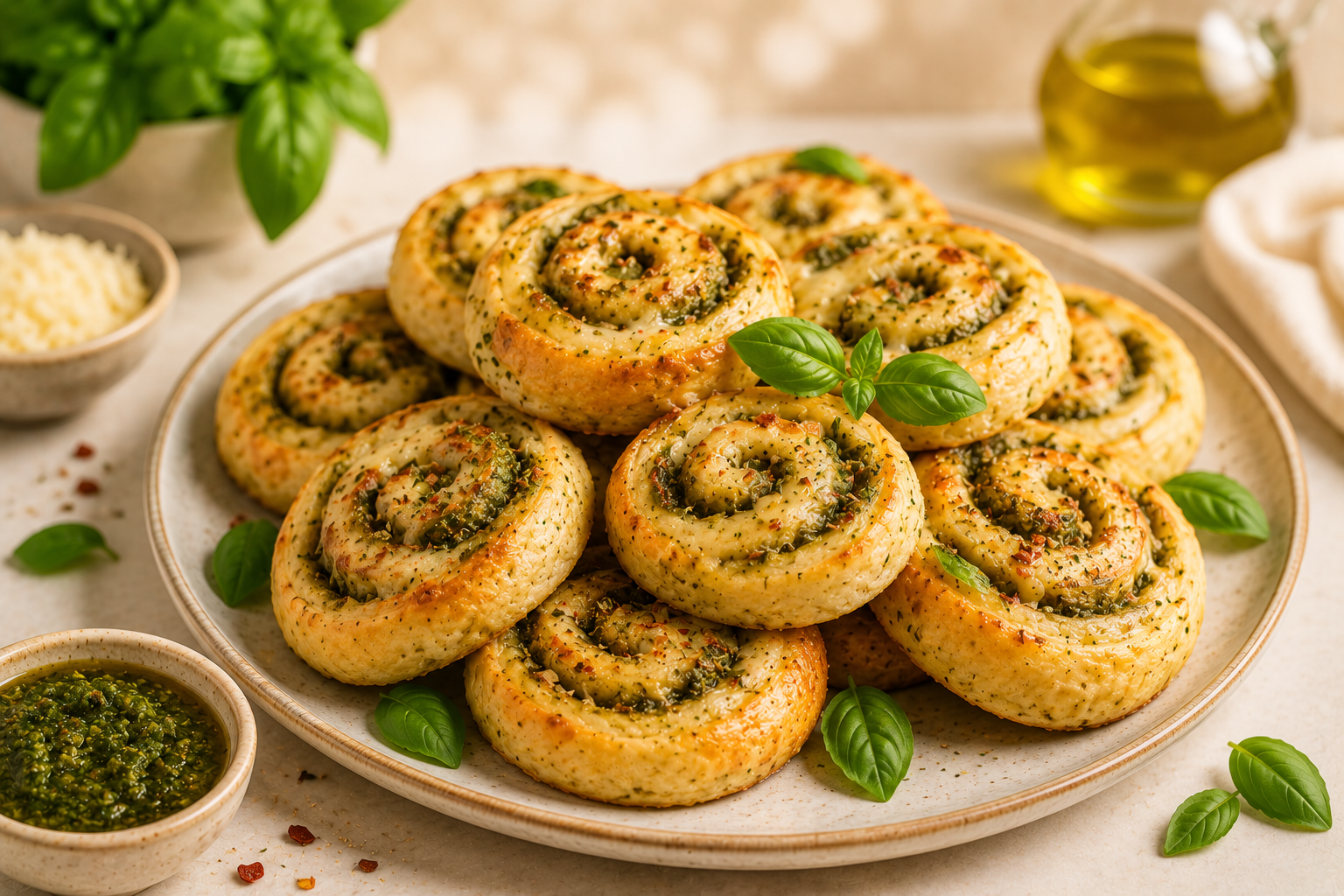 Pesto Cheese Pinwheels