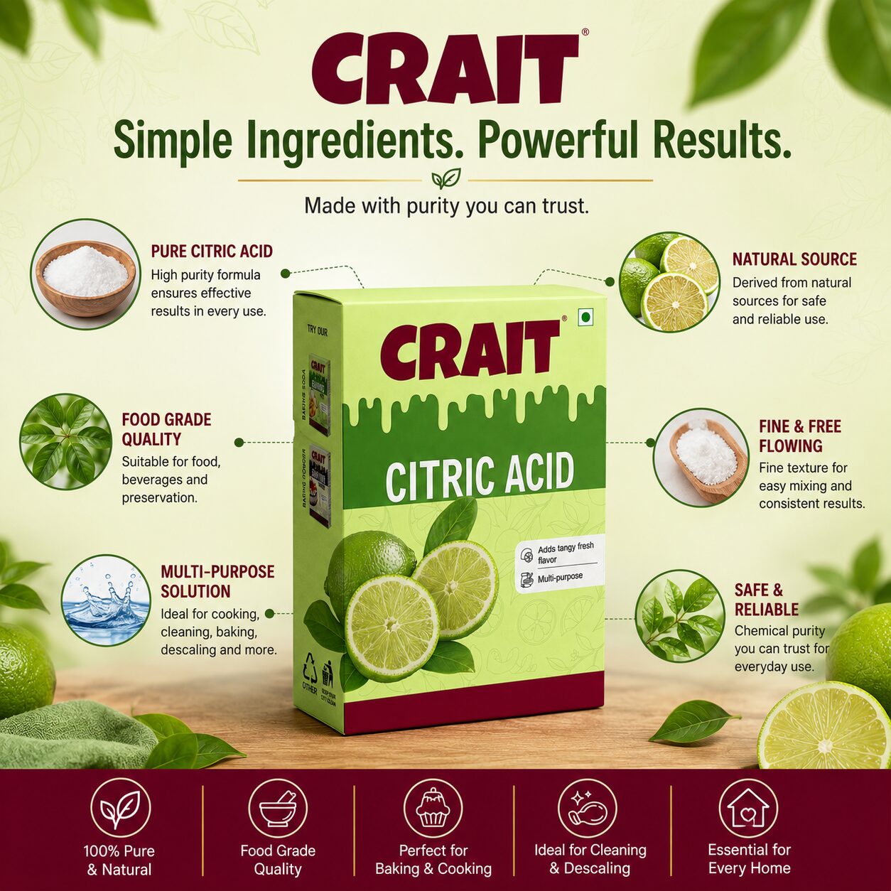 Crait Citric Acid | Food Grade Citric Acid for Baking, Beverages, Preserves & Cooking Applications - Image 5