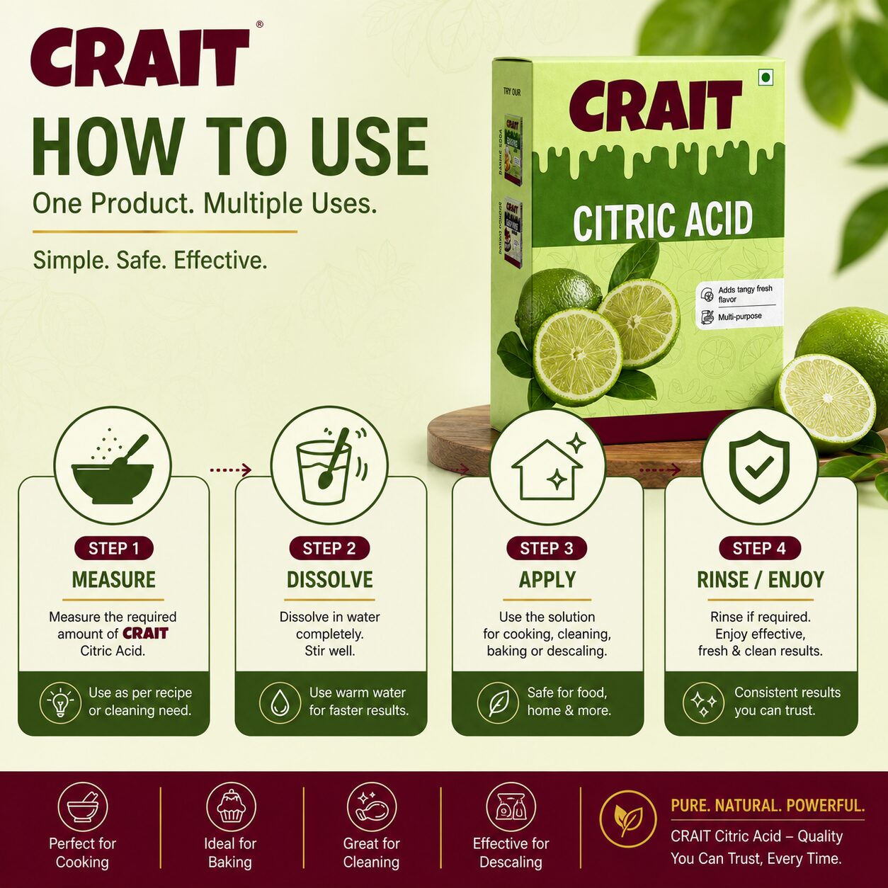 Crait Citric Acid | Food Grade Citric Acid for Baking, Beverages, Preserves & Cooking Applications - Image 7