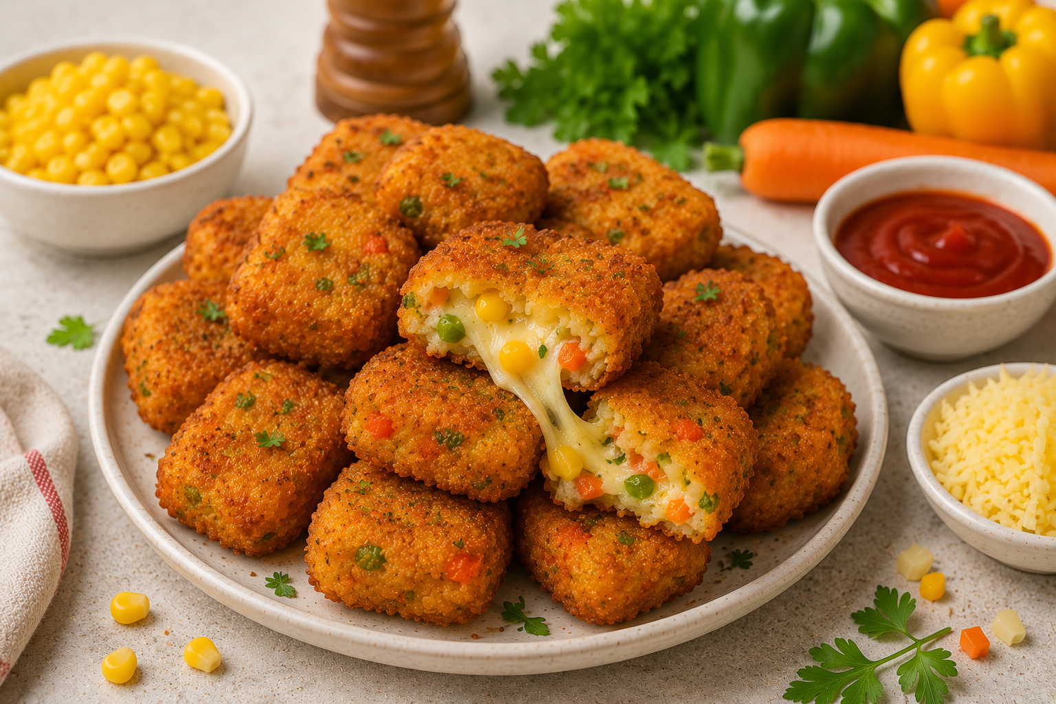 Savory Corn Flour Vegetable Pancakes