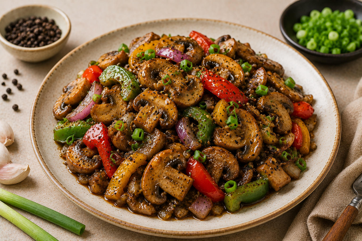 Mushroom Pepper Stir Fry