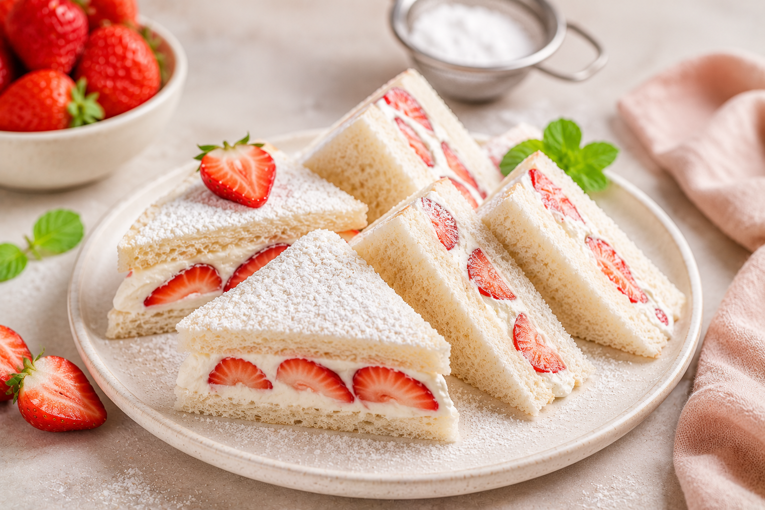 Fresh Strawberry Cream Sandwiches
