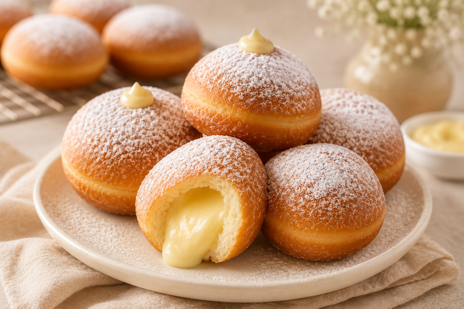 Custard Stuffed Donuts